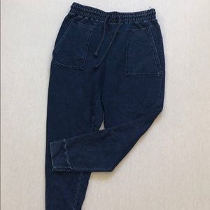 Faux denim high waisted jogger